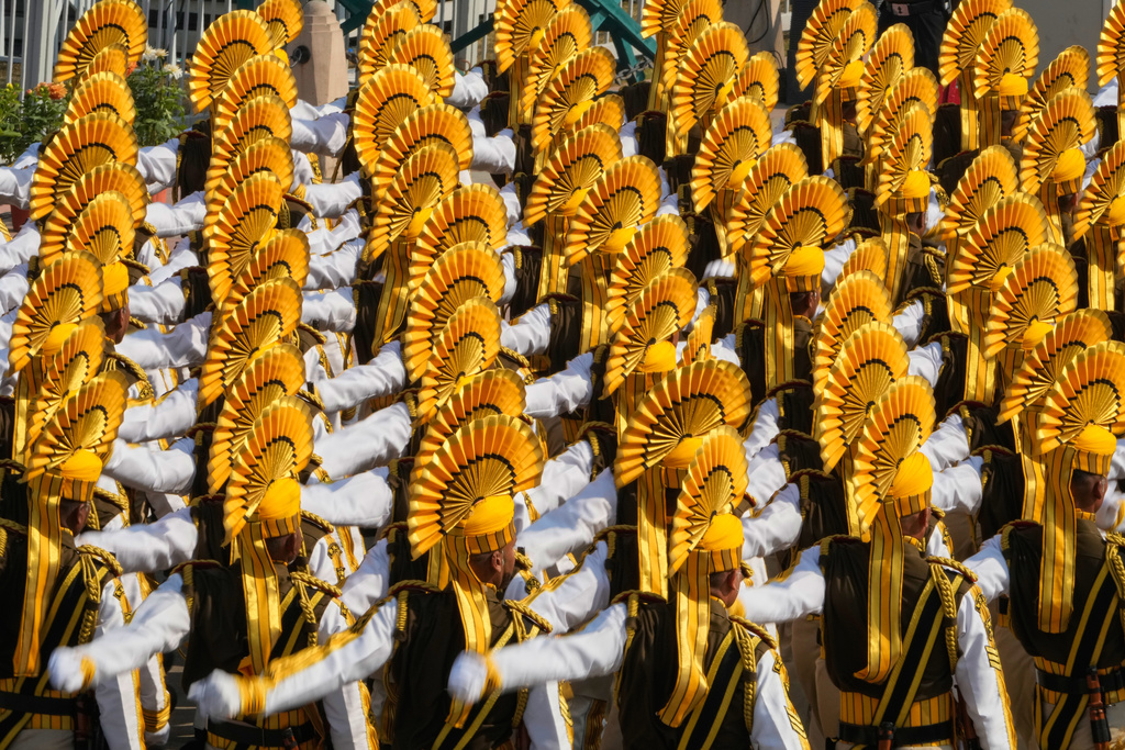 Indian Para-military force soldiers march during the Republic Day parade celebrations in New Delhi, India, Monday, Jan. 26, 2026. (AP Photo/Manish Swarup)