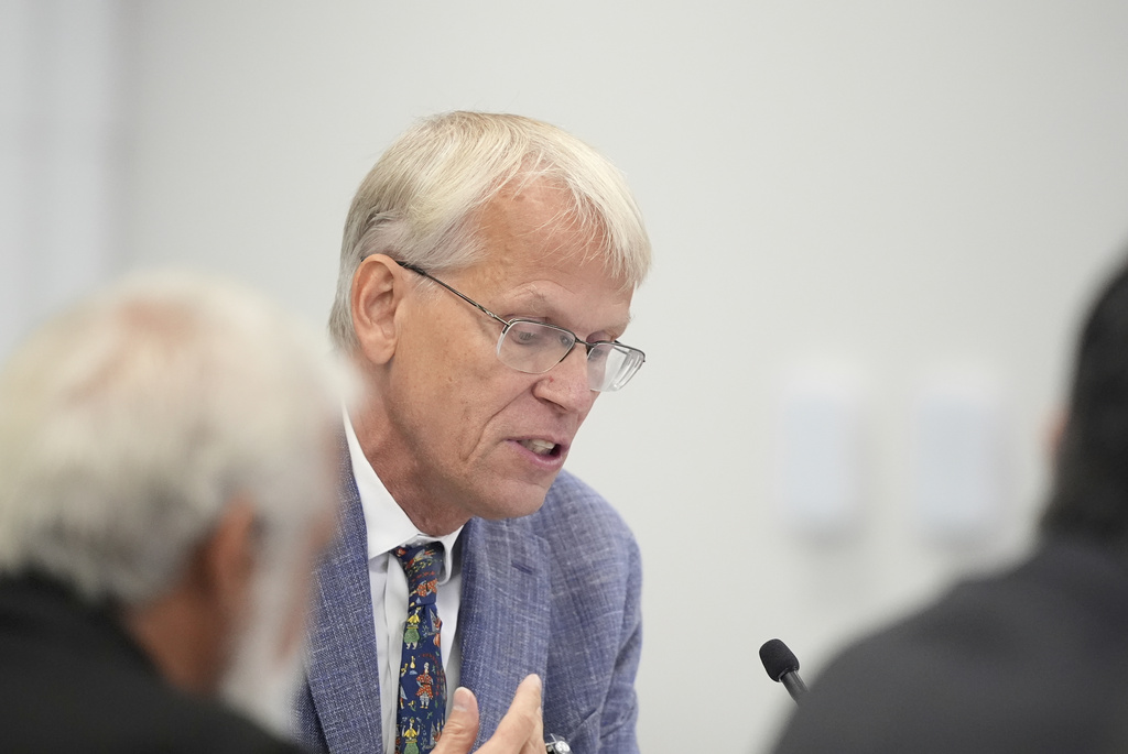 Committee member Dr. Martin Kulldorf, speaks during a meeting of the Advisory Committee on Immunization Practices at the CDC on Thursday, Sept. 18, 2025, in Chamblee, Ga. (AP Photo/Brynn Anderson)