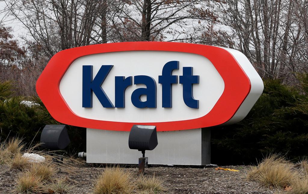 FILE - The Kraft logo outside of the company's headquarters in Northfield, Ill., March 25, 2015. (AP Photo/Nam Y. Huh, File)