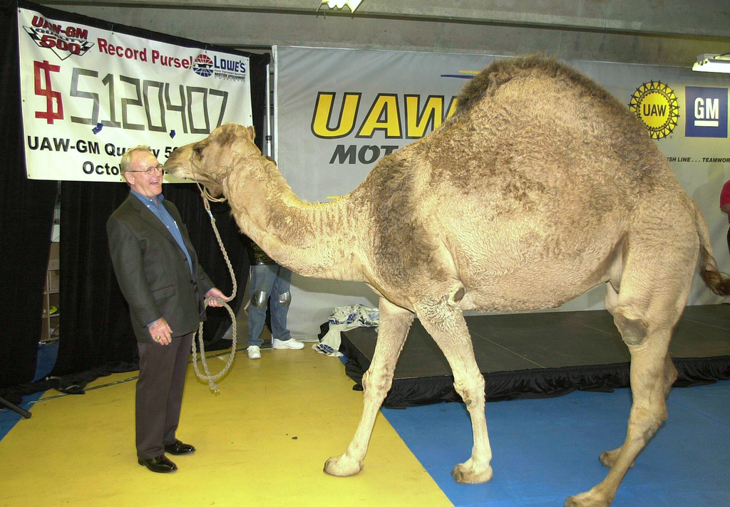 FILE - Lowe's Motor Speedway President, H.A. "Humpy" Wheeler announced a record purse of $5,120,407 for the upcoming UAW-GM Quality 500 race weekend October 10-13 during a news conference Wednesday, Sept. 25, 2002 at the speedway in Concord, N.C. (AP Photo/Harold Hinson, file)