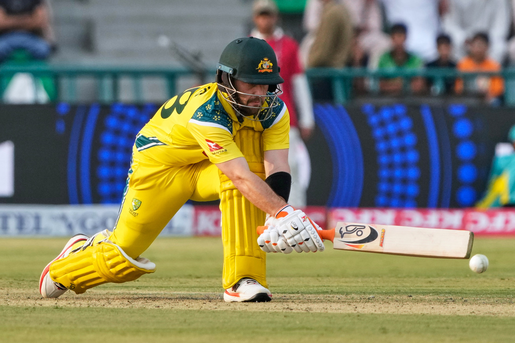 Australia's Josh Inglis plays a shot during the third one-day international cricket match between Pakistan and Australia, in Lahore, Pakistan, Thursday, June 4, 2026. (AP Photo/K.M. Chaudary)