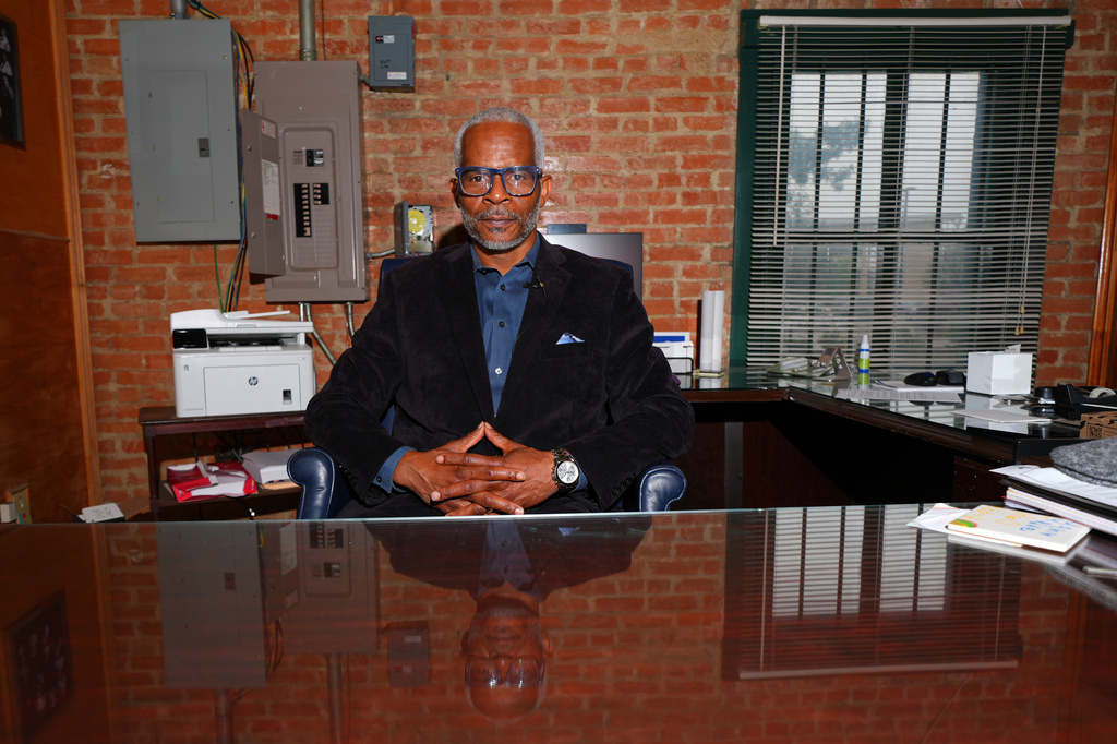 Richard Miles, founder and CEO of Miles of Freedom, a Dallas-based group that provides help for individuals after they have been released from prison, whether they are on parole or are exonerees, poses for a photo Tuesday, April 21, 2026 in Dallas. (AP Photo/Julio Cortez)