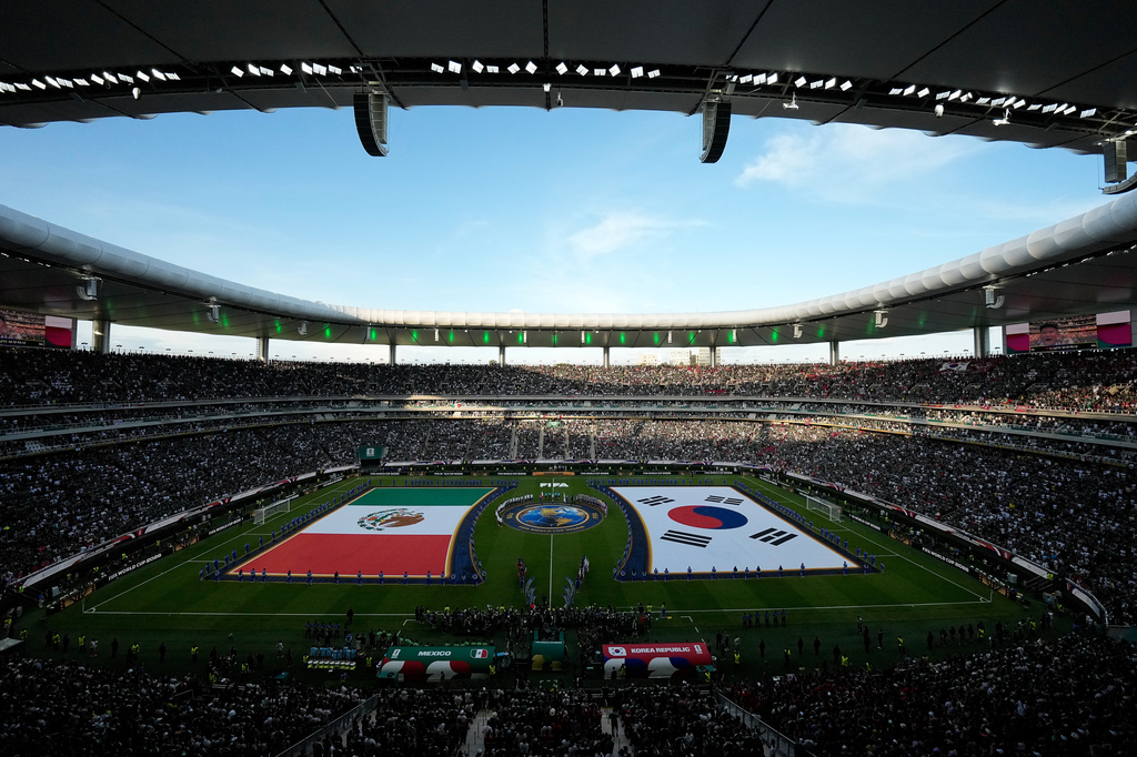A general view before the World Cup Group A soccer match between Mexico and South Korea in Zapopan, near Guadalajara, Mexico, Thursday, June 18, 2026. (AP Photo/Silvia Izquierdo)