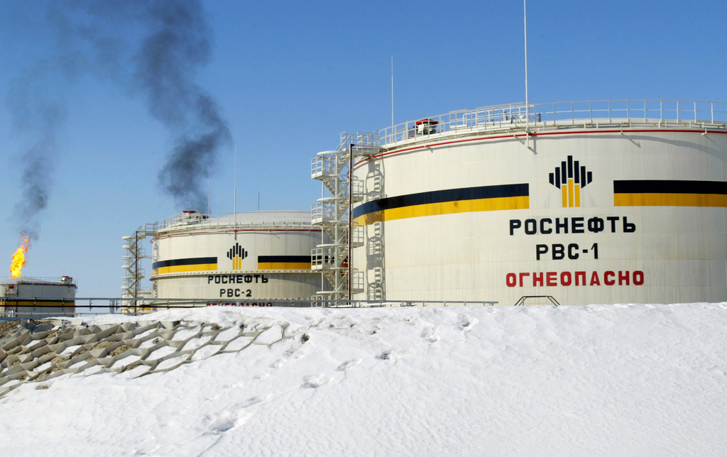 FILE - Reservoirs seen at Priobskoye oil field near Nefteyugansk, in western Siberia, Russia, on April 5, 2006. (AP Photo/Misha Japaridze. File)