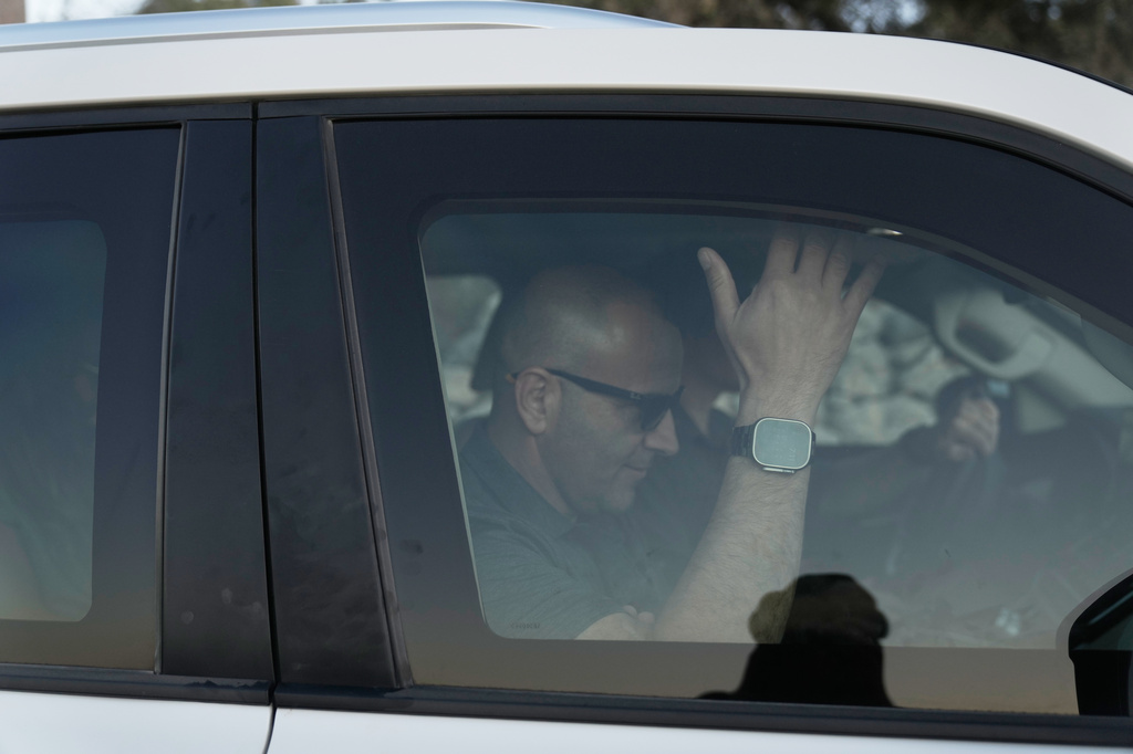 Loui Ridi, an Ohio-based Palestinian-American landlord of one of the homes besieged by Israeli settlers for over a week, arrives at his parent's home upon return from the U.S., in the occupied West Bank village of Qusra, south of Nablus, Monday, Aug. 17, 2026. (AP Photo/Majdi Mohammed)