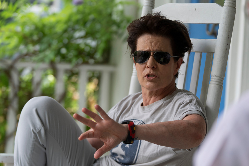Podcaster Kara Swisher speaks during an interview with The Associated Press, Thursday, June 11, 2026, in Washington. (AP Photo/Manuel Balce Ceneta)