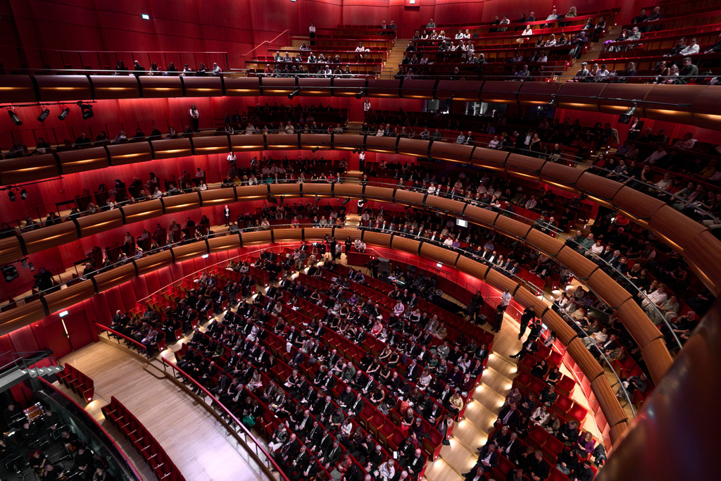 A general view of the Greek National Opera during the International Opera Awards in Athens, Thursday, Nov. 13, 2025. (AP Photo/Petros Giannakouris)