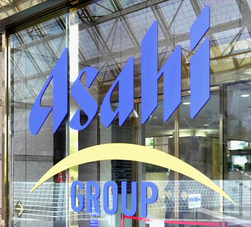 This photo shows the logo of Asahi Group Holdings in Tokyo Friday, Oct. 3, 2025. (Katsuya Miyagawa/Kyodo News via AP) This photo shows the logo of Asahi Group Holdings in Tokyo Friday, Oct. 3, 2025. (Katsuya Miyagawa/Kyodo News via AP)