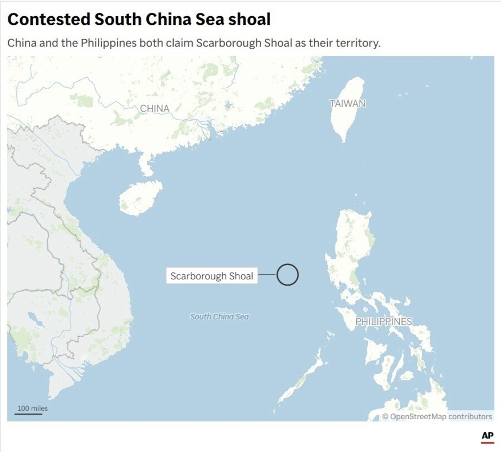 The map above shows disputed shoals in the South China Sea. (AP Digital Embed)