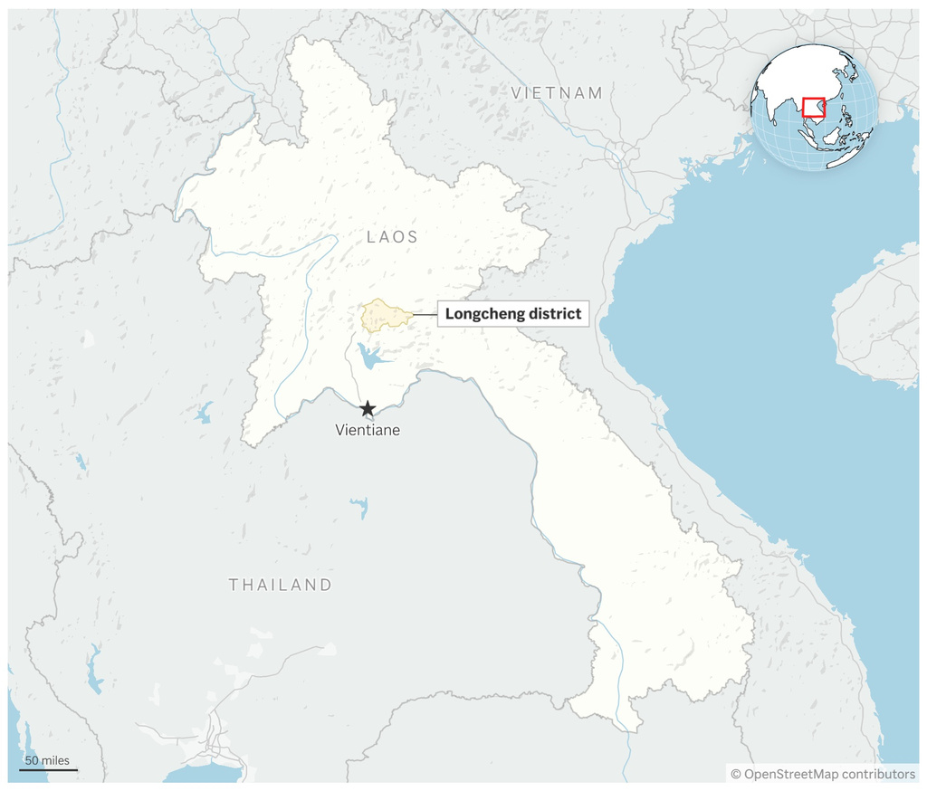 Map showing the location Longcheng district in Laos. (AP Digital Embed)
