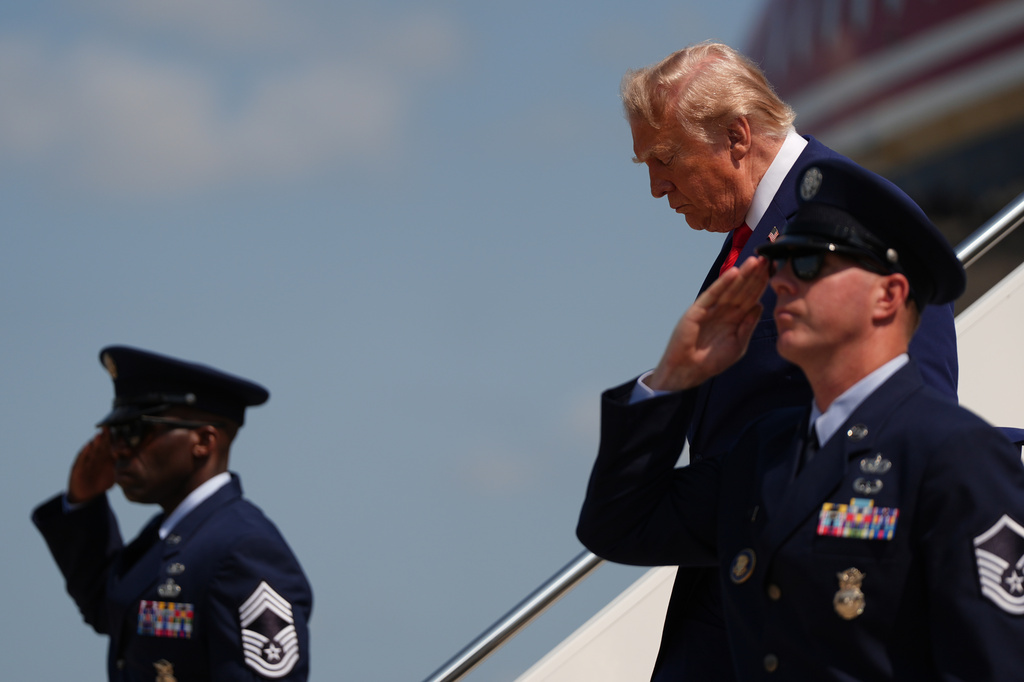 President Donald Trump disembarks Air Force One, Wednesday, July 22, 2026, at Dover Air Force Base, Del. (AP Photo/Julia Demaree Nikhinson)