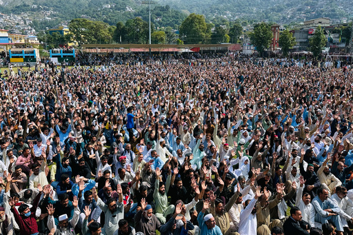 Members of Awami Action Committee chant slogans as they attend the funeral prayers of three victims, who were killed in Wednesday's clashes between police and protestors, in Muzaffarabad, the capital of Pakistani controlled Kashmir, Thursday, Oct. 2, 2025. (AP Photo/M.D. Mughal) Members of Awami Action Committee chant slogans as they attend the funeral prayers of three victims, who were killed in Wednesday's clashes between police and protestors, in Muzaffarabad, the capital of Pakistani controlled Kashmir, Thursday, Oct. 2, 2025. (AP Photo/M.D. Mughal)
