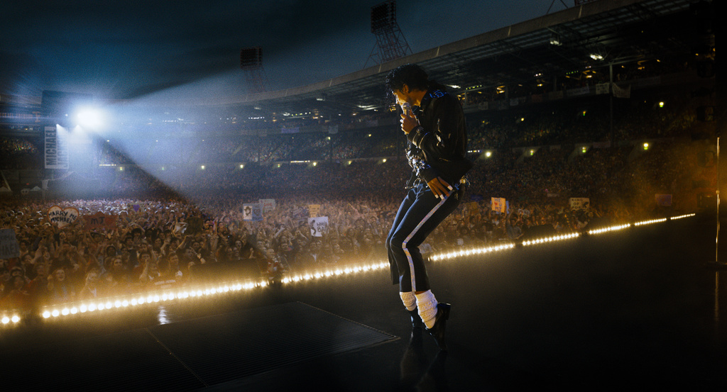 This image released by Lionsgate shows Jaafar Jackson as Michael Jackson in a scene from "Michael." (Lionsgate via AP)