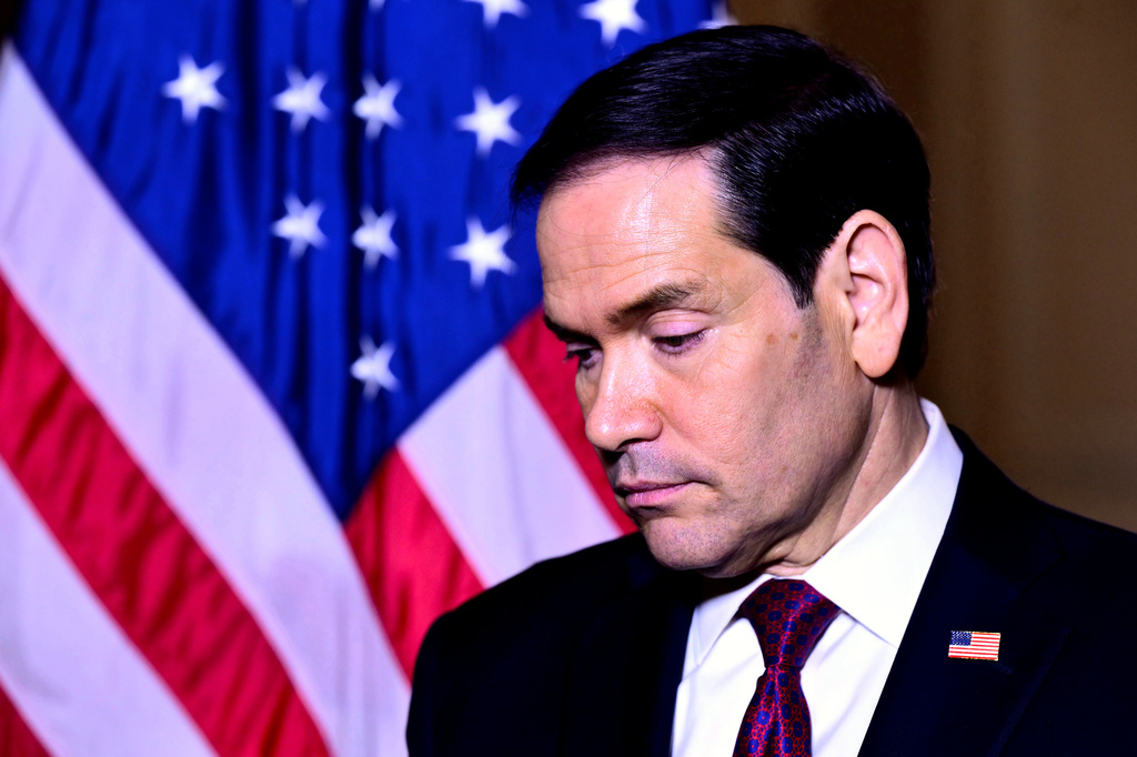 US Secretary of State Marco Rubio attends at a press conference at the US Embassy in Rome, Friday, May 8, 2026. (Stefano Rellandini/Pool Photo via AP)