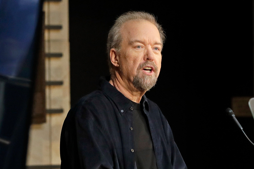 FILE - Songwriter Don Schlitz speaks at a news conference announcing him as an inductee into the Country Music Hall of Fame, in Nashville, Tenn., on April 5, 2017. (AP Photo/Mark Humphrey, File)