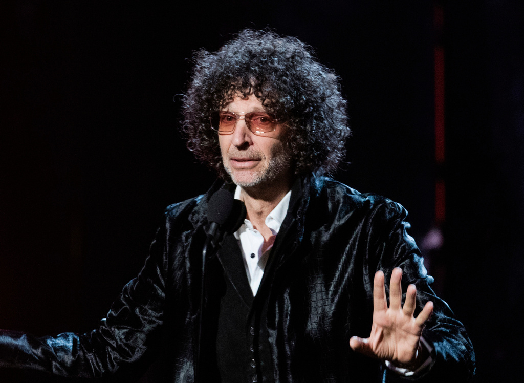 FILE - Howard Stern speaks at the 2018 Rock and Roll Hall of Fame Induction Ceremony in Cleveland, April 14, 2018. T (Photo by Michael Zorn/Invision/AP, File)