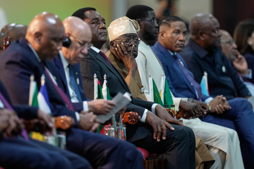 Heads of state and government representatives attend the Africa Forward Summit at the Kenyatta International Convention Centre in Nairobi, Kenya, Tuesday, May 12, 2026. (AP Photo/Brian Inganga)