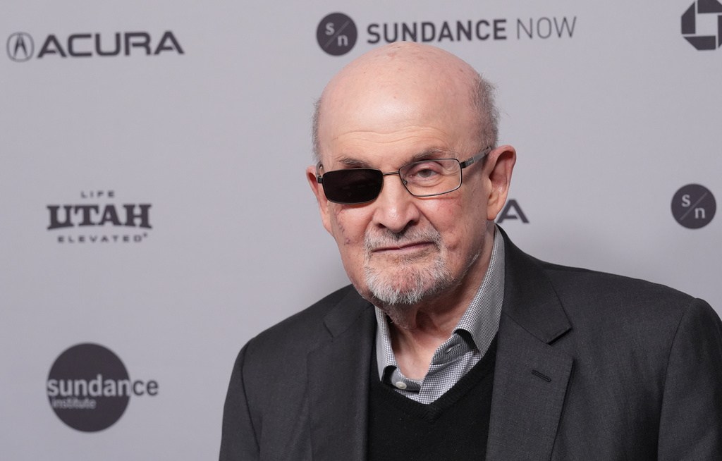 FILE - Novelist Salman Rushdie attends the premiere of the documentary film "Knife: The Attempted Murder of Salman Rushdie" during the Sundance Film Festival on Jan. 25, 2026, at The Ray in Park City, Utah. (AP Photo/Chris Pizzello, File)