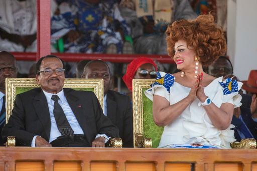 Cameroon's President Paul Biya and First Lady Chantal Biya attend a political rally at Lamido Yaya Dairou Stadium in Maroua, Cameroon, Tuesday, Oct. 7, 2025. (AP Photo/Welba Yamo Pascal) Cameroon's President Paul Biya and First Lady Chantal Biya attend a political rally at Lamido Yaya Dairou Stadium in Maroua, Cameroon, Tuesday, Oct. 7, 2025. (AP Photo/Welba Yamo Pascal)