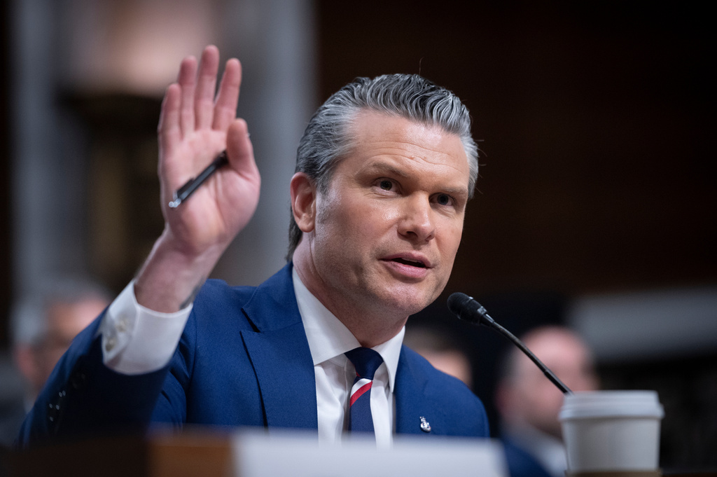 Secretary of Defense Pete Hegseth testifies before the Senate Armed Services Committee, on Capitol Hill, in Washington, Thursday, April 30, 2026. (AP Photo/Cliff Owen)