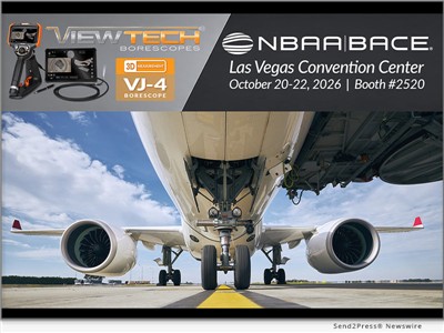 IMAGE CAPTION: ViewTech Borescopes will showcase its VJ-4 3D measurement video borescope and screen replicator tablet at NBAA-BACE 2026, October 20-22 at the Las Vegas Convention Center, Booth #2520, highlighting advanced inspection solutions for business aviation maintenance professionals. | ViewTech Borescopes, a leading provider of remote visual inspection solutions, will exhibit at the 2026 National Business Aviation Association Business Aviation Convention & Exhibition (NBAA-BACE), October 20-22 at the Las Vegas Convention Center. The company will highlight inspection solutions designed to help business aviation maintenance.