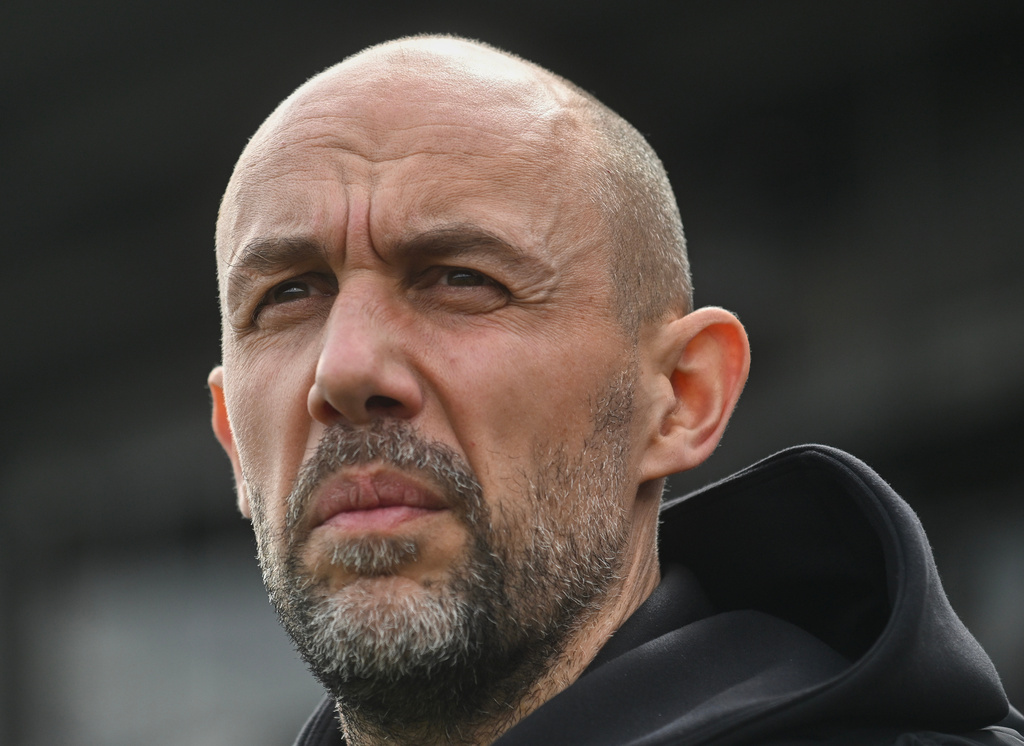 CF Montreal head coach Marco Donadel looks on prior to an MLS soccer game against the Philadelphia Union in Montreal, Saturday, April 11, 2026. (Graham Hughes/The Canadian Press via AP)
