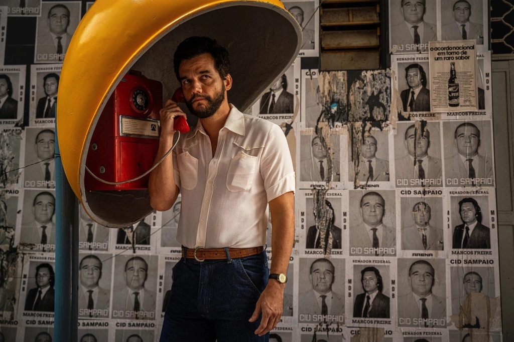 Thisimage released by Neon shows Wagner Moura in a scene from "The Secret Agent." (Neon via AP)