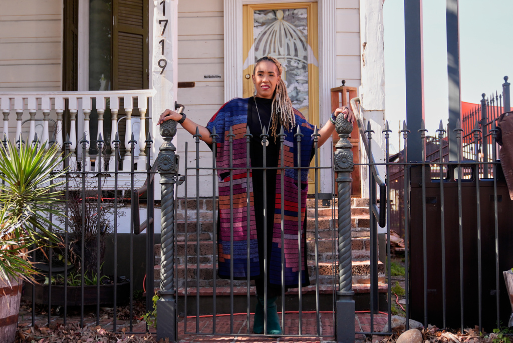 Angelique Roche, author of an upcoming Book "First Freedom: The Story of Opal Lee and Juneteenth," poses for a portrait at the Ashe Cultural Arts Center, Thursday, Jan. 29, 2026, in New Orleans. (AP Photo/Gerald Herbert)
