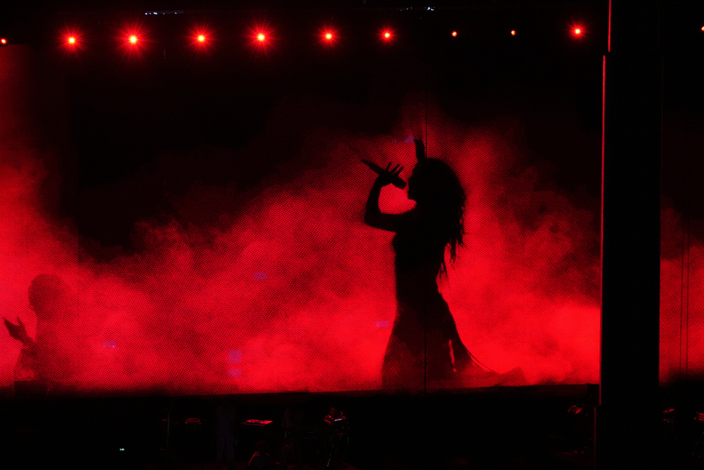 FILE - Colombian pop star Shakira gives a free concert at the Zocalo in Mexico City, March 1, 2026. (AP Photo/Marco Ugarte, File)