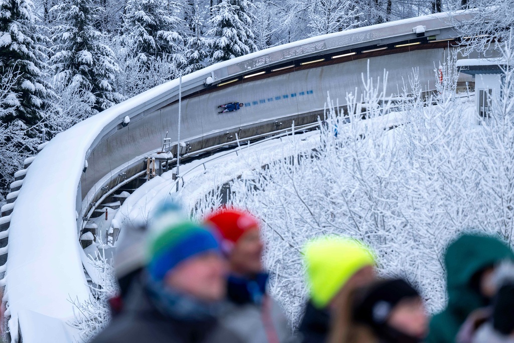 Hannah Prock, of Austria, in action during the Luge Women World Cup, single-seater, 1st run in Winterberg, Germany, Saturday, Jan. 10, 2026. (David Inderlied/dpa via AP)