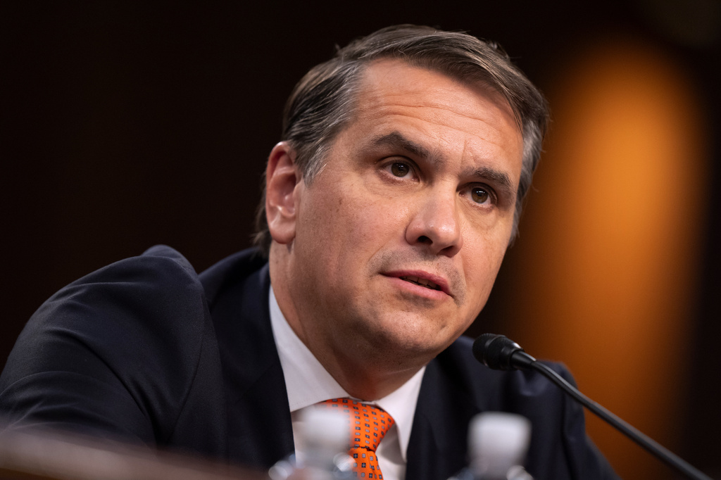 Acting Attorney General Todd Blanche appears before the Senate Judiciary Committee on Capitol Hill in Washington, Wednesday, July 15, 2026. (AP Photo/Mark Schiefelbein)