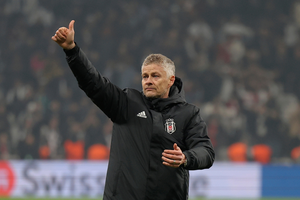 FILE - Besiktas' head coach Ole Gunnar Solskjaer, celebrates his team's victory after the Europa League opening phase soccer match between Besiktas and Athletic Bilbao at Besiktas stadium in Istanbul, Turkey, Wednesday, Jan. 22, 2025. (AP Photo, File)