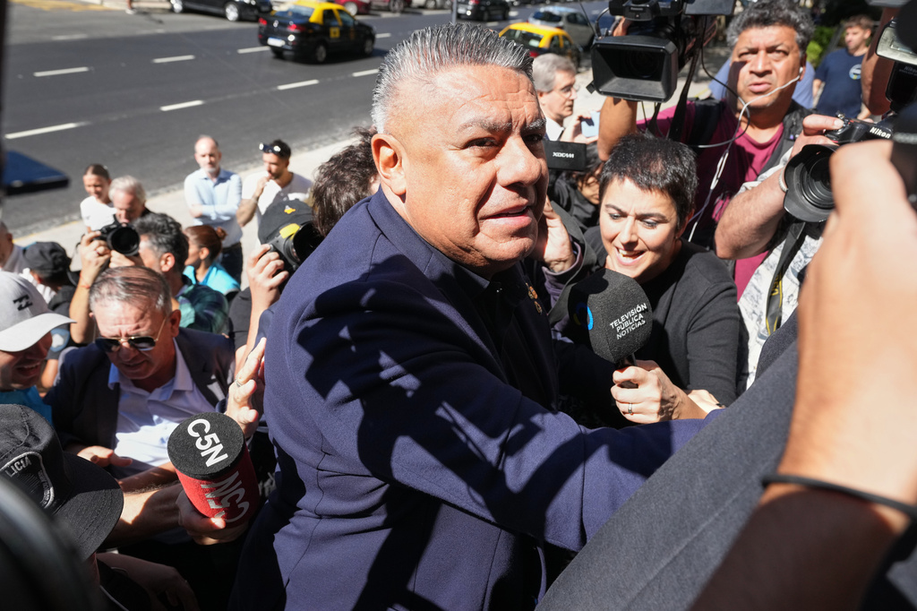 FILE - Claudio Tapia, president of the Argentine Soccer Association (AFA), arrives at court in connection with a complaint filed by Argentina's tax collection agency on failure to pay social security taxes, in Buenos Aires, Argentina, March 12, 2026. (AP Photo/Natacha Pisarenko, File)