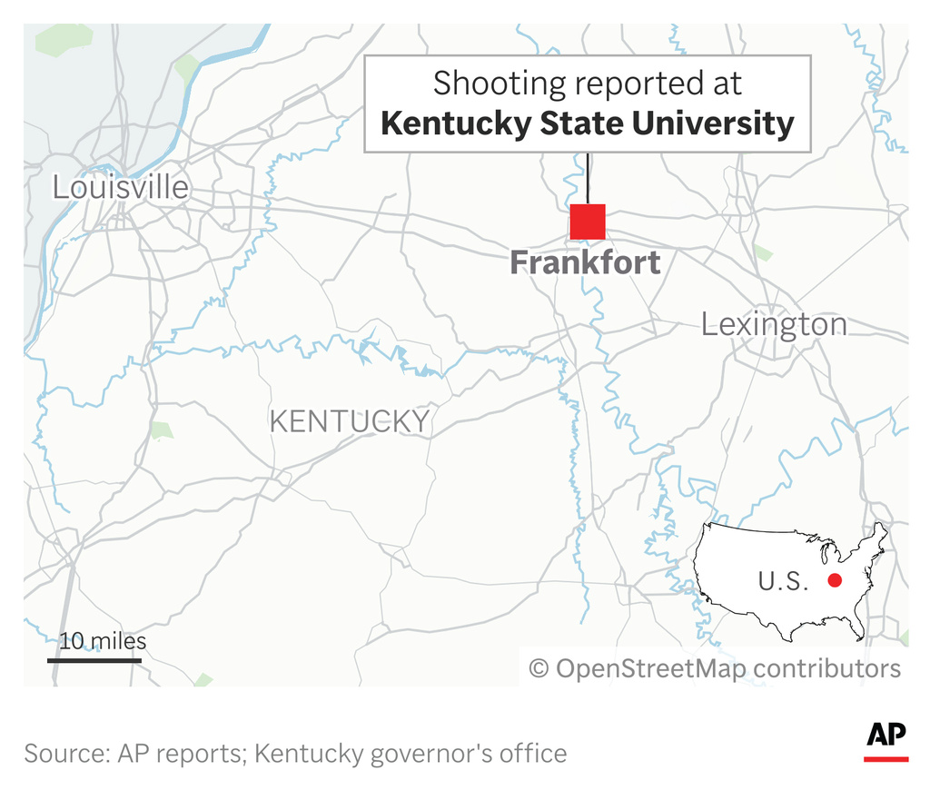Gunfire was reported at the Kentucky State University campus in Frankfort Tuesday. (AP Digital Embed)