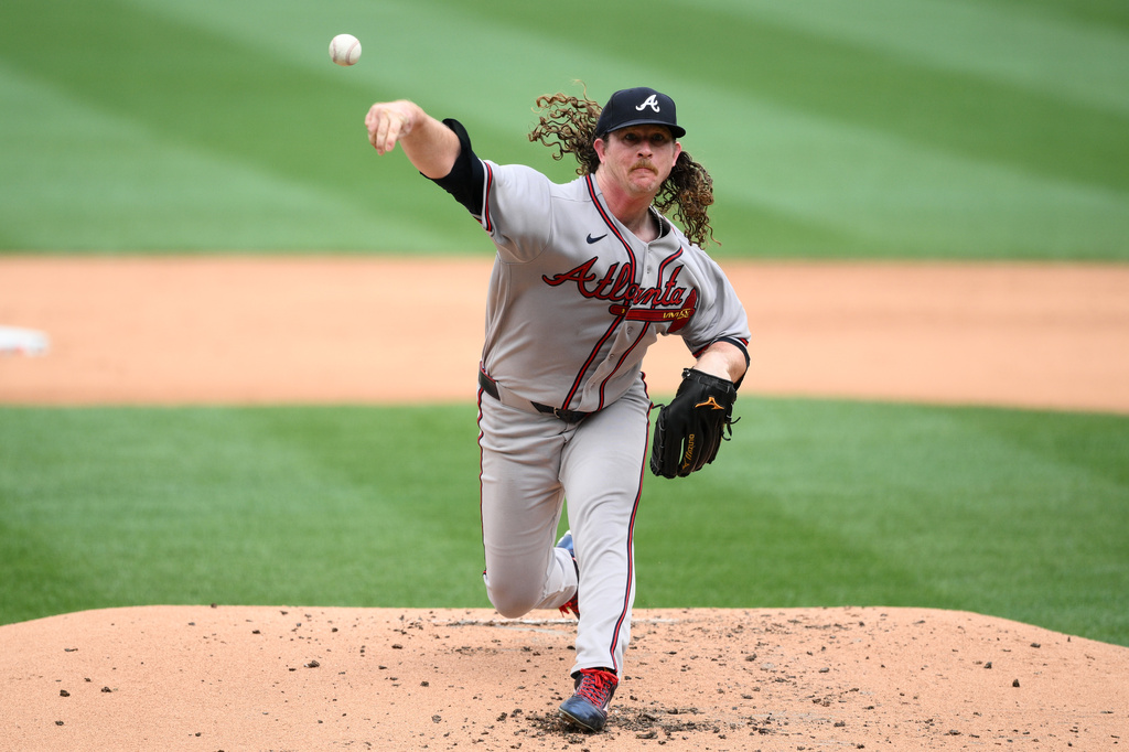 Atlanta Braves pitcher Grant Holmes throws during the second inning of a baseball game against the Washington Nationals, Wednesday, Sept. 2, 2026, in Washington. (AP Photo/Nick Wass)