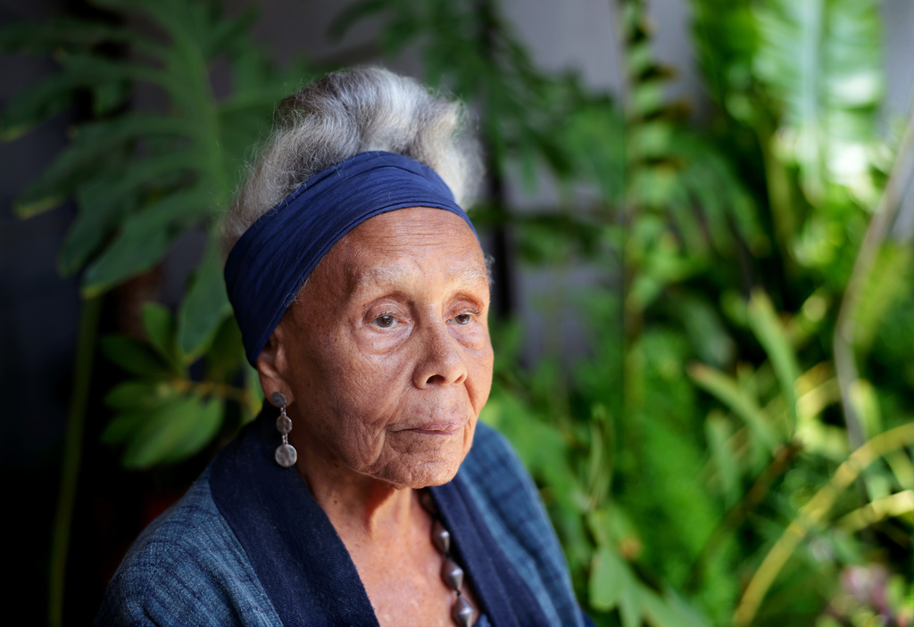 Artist Betye Saar is photographed at her home in Laurel Canyon on June 30, 2026. (Christina House/Los Angeles Times via AP)