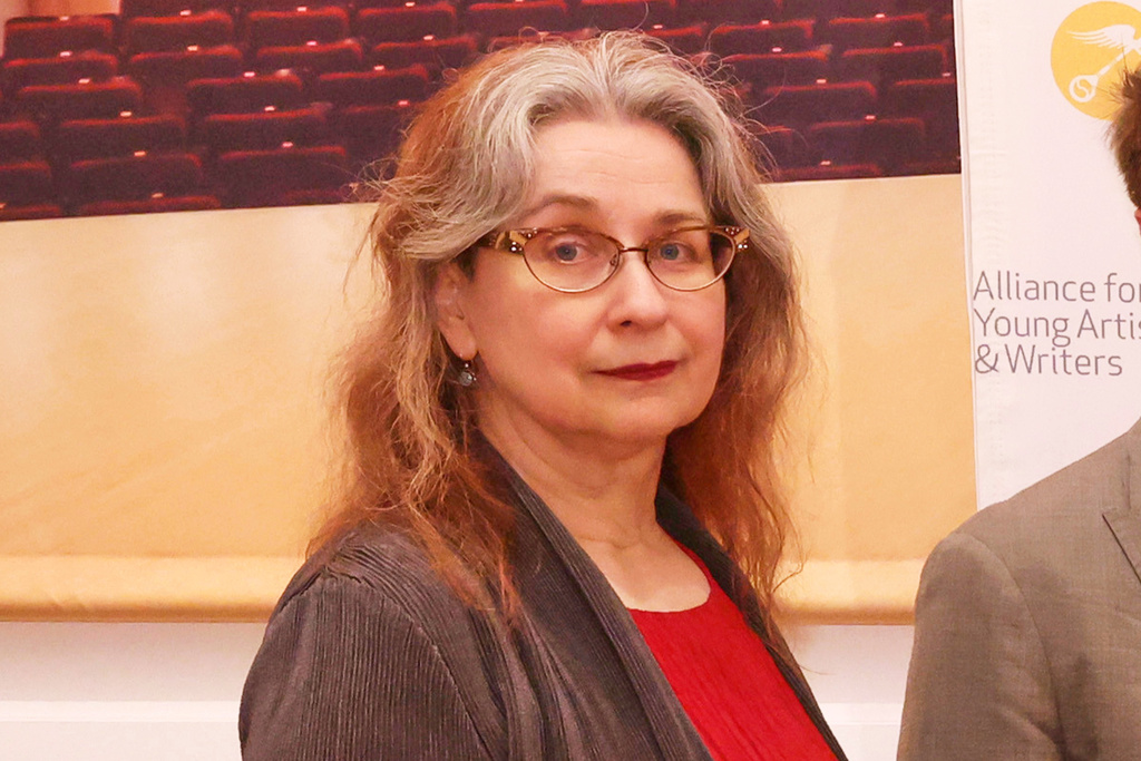 This image released by the Alliance for Young Artists & Writers shows author and Alumni Achievement Award recipient Audrey Niffenegger at the 2025 Scholastic Art & Writing Awards National Ceremony in New York on June 11, 2025. (Jason DeCrow/Alliance for Young Artists & Writers via AP)