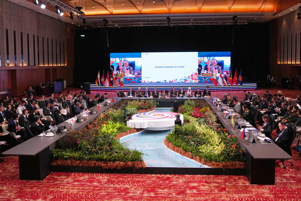 Ministers and members of delegates attend the opening session of the Association of Southeast Asian Nations (ASEAN) Defense Ministers' Meeting in Kuala Lumpur, Malaysia, Friday, Oct. 31, 2025. (AP Photo/Dita Alangkara, Pool)