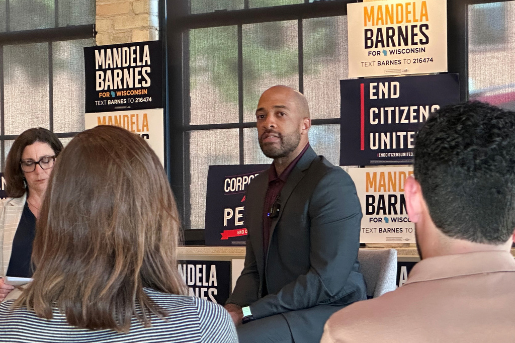Wisconsin Democratic candidate for governor Mandela Barnes speaks at a campaign stop on Tuesday, July 14, 2026, in Madison, Wis. (AP Photo/Scott Bauer)