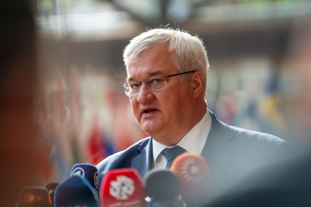 Ukraine's Foreign Minister Andrii Sybiha speaks with the media as she arrives for a meeting of EU foreign ministers at the European Council building in Brussels, Monday, May 11, 2026. (AP Photo/Marius Burgelman)