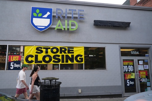 FILE - A store closing banner hangs on a Rite Aid store in Pittsburgh on June 25, 2025. (AP Photo/Gene J. Puskar, File) FILE - A store closing banner hangs on a Rite Aid store in Pittsburgh on June 25, 2025. (AP Photo/Gene J. Puskar, File)