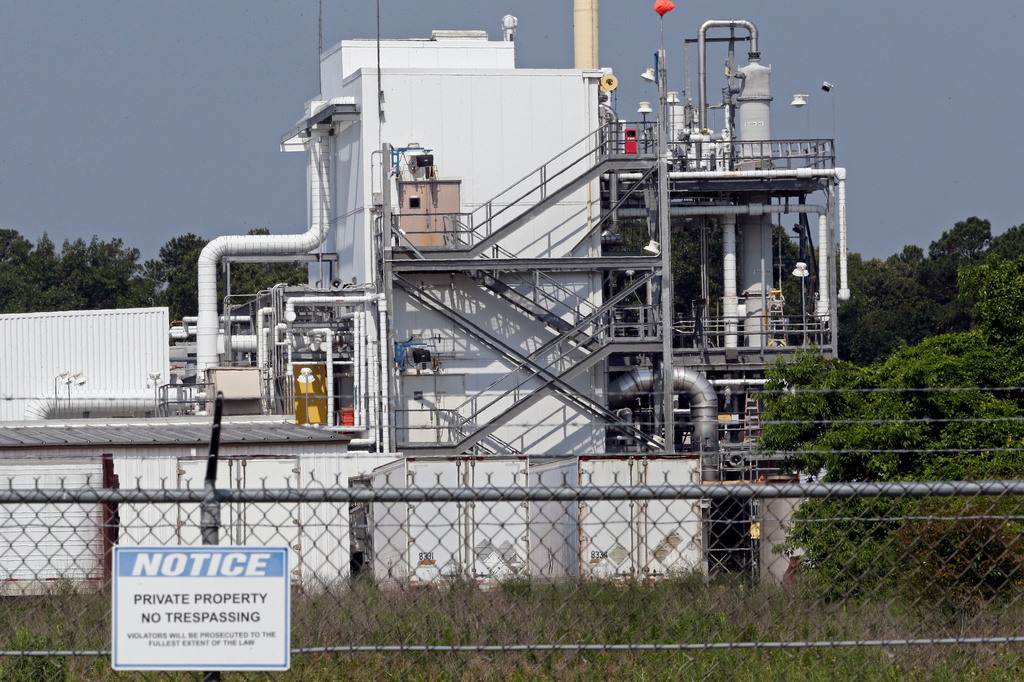 FILE - The Chemours Company's PPA facility at the Fayetteville Works plant near Fayetteville, N.C., June 15, 2018. (AP Photo/Gerry Broome, File)