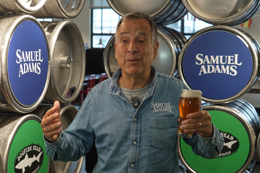 This image made from video shows Boston Beer Co. Founder and CEO Jim Koch gesturing during an interview at his company headquarters in Boston,Tuesday, July 7, 2026. (AP Photo/ Rodrique Ngowi)