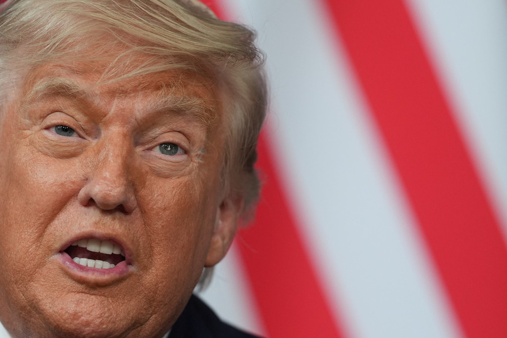 U.S. President Donald Trump meets with Egypt's President Abdel-Fattah el-Sissi on the sidelines of the G7 summit, Wednesday, June 17, 2026, in Evian-les-Bains, France. (AP Photo/Julia Demaree Nikhinson)