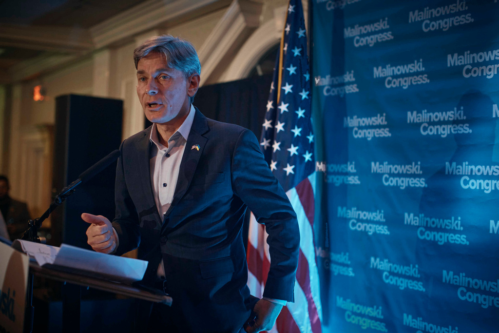 FILE - Democratic Congressman Tom Malinowski speaks during his election night party in Garwood, N.J., Nov. 8, 2022. (AP Photo/Andres Kudacki, File)
